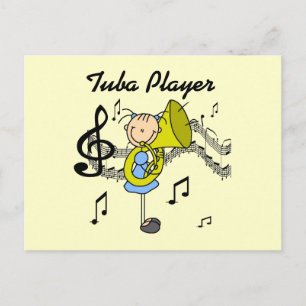 Carte Postale Chemise Fille Personnage Bâton Joueuse de Tuba et 