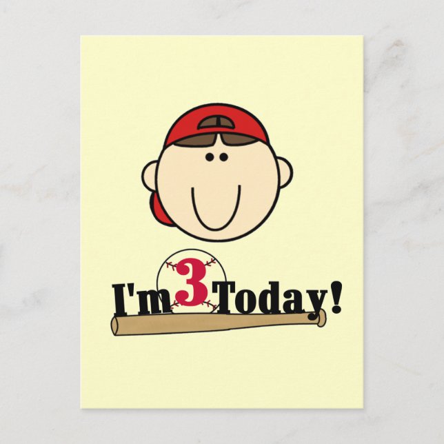 Carte Postale Chemise pour le 3e anniversaire d'un garçon brun B (Devant)