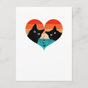 Carte Postale Chemise Rétro Vintage Couple de Chats Drôle Chat N