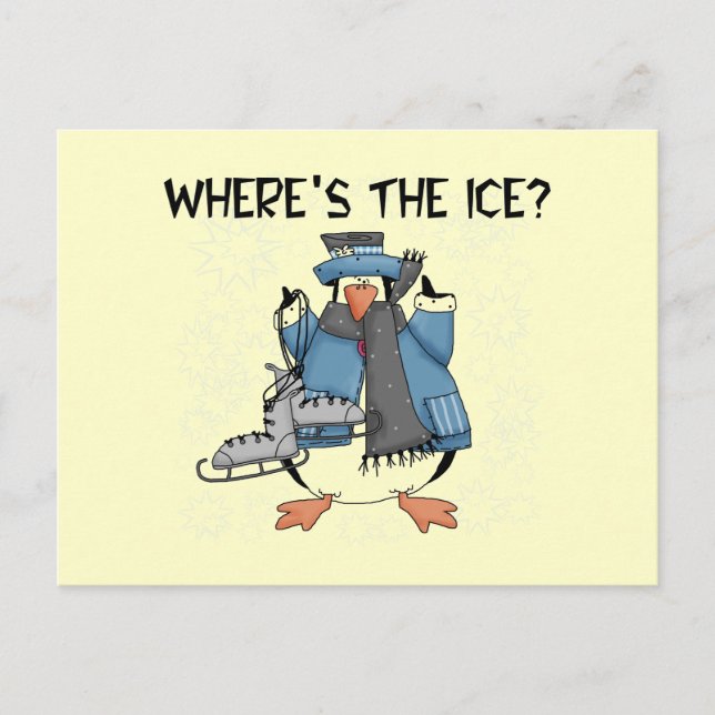 Carte Postale Chemises et cadeaux de patinage sur glace Penguin (Devant)