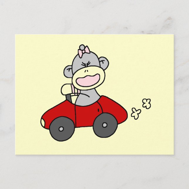 Carte Postale Chemises et cadeaux de singe rouge de voiture (Devant)