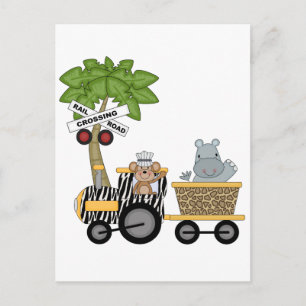 Carte Postale Chemises et cadeaux de train singe et hippo