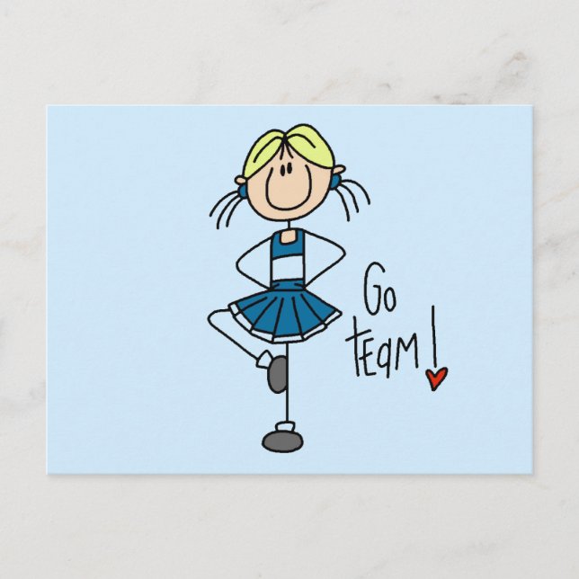 Carte Postale Chemises et cadeaux Pom-pom girl bleus (Devant)