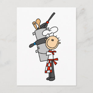 Carte Postale Chemises et Cadeaux pour Cuisinier avec Casseroles