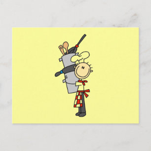 Carte Postale Chemises et Cadeaux pour Cuisinier avec Casseroles