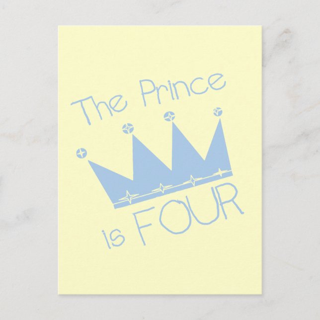 Carte Postale Chemises et cadeaux Prince Crown 4th Birthday (Devant)