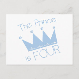 Carte Postale Chemises et cadeaux Prince Crown 4th Birthday