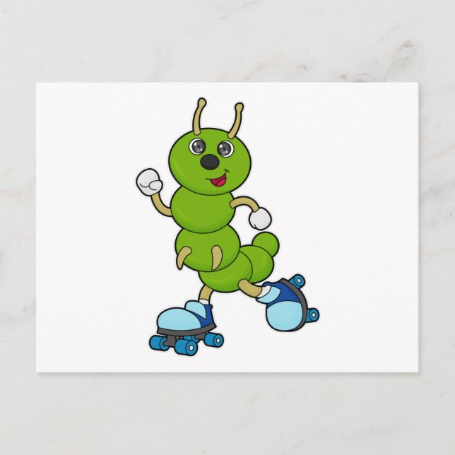 Carte Postale Chenille au patinage en ligne avec des patins à ro (Devant)