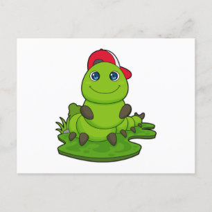 Carte Postale Chenille avec casquette
