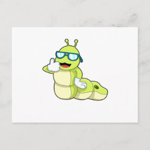 Carte Postale Chenille avec des lunettes