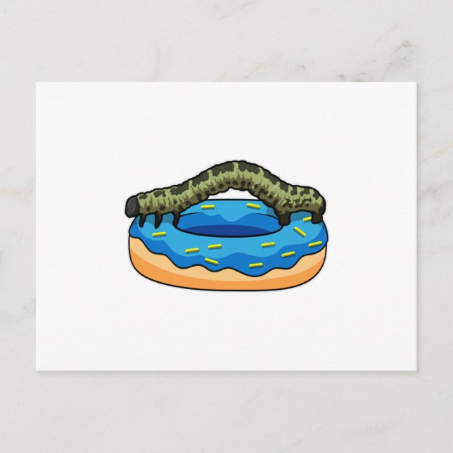 Carte Postale Chenille avec Donut (Devant)