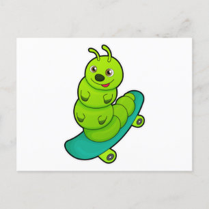 Carte Postale Chenille comme Patineur avec Skateboard
