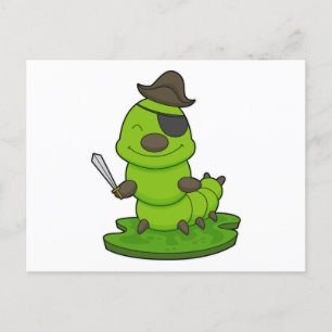 Carte Postale Chenille en pirate avec épée