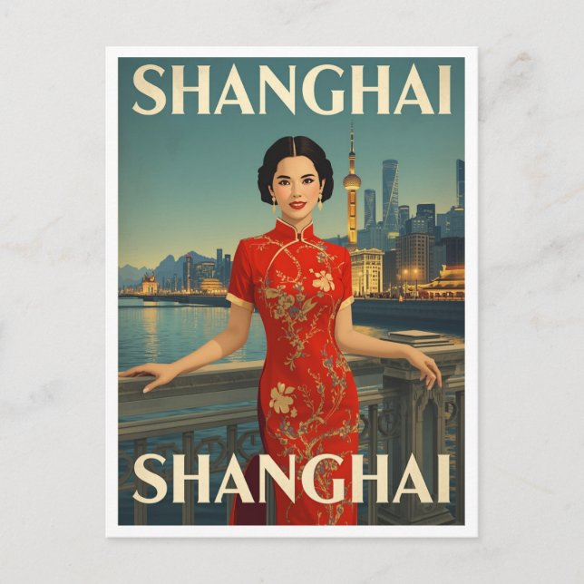 Carte Postale Cheongsam de Shanghai (Devant)