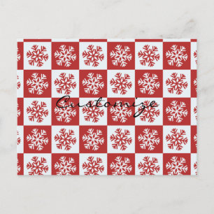 Carte Postale Chèque rouge/blanc motif flocon de neige Thunder_C