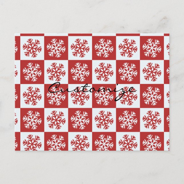 Carte Postale Chèque rouge/blanc motif flocon de neige Thunder_C (Devant)