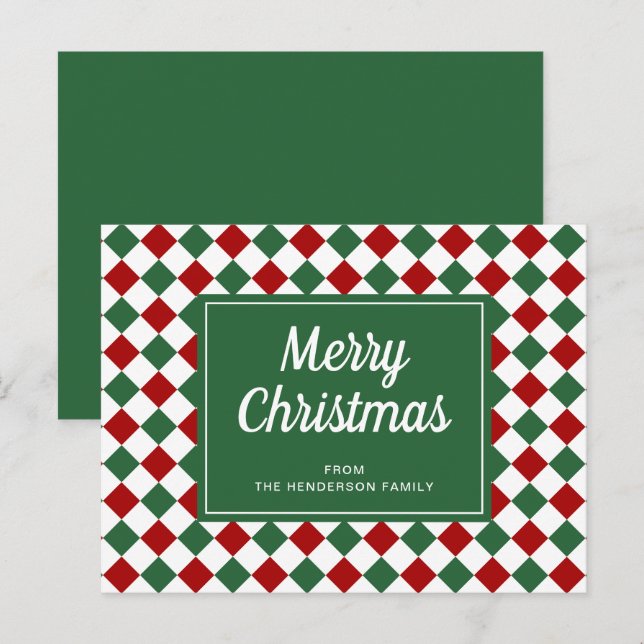Carte Postale Chèques rouges rouges classiques Motif Noël (Devant / Derrière)
