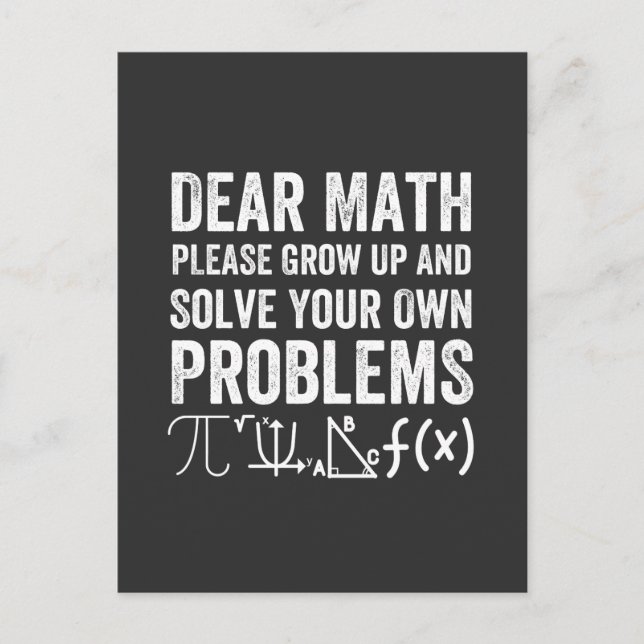Carte Postale Cher maths S'IL VOUS PLAÎT grandir (Devant)