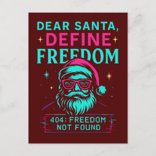 Carte Postale Cher Père Noël Définissez la Liberté Design Rétro