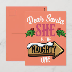 Carte Postale Cher Père Noël, Elle Est La Marrante Matcheuse