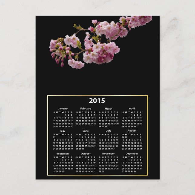 Carte Postale Cherry Blossom Branch 2015 Calendrier (Devant)