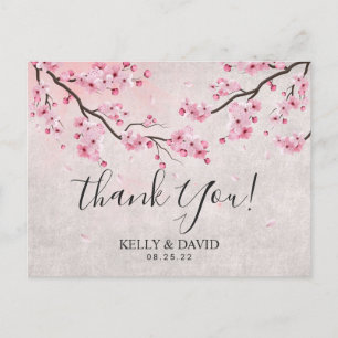 Carte Postale Cherry Blossom Printemps Floral Mariage Merci