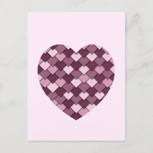 Carte Postale Cherry Carré rose et coeur diamant