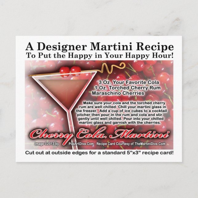 Carte postale Cherry Cola Martini Recette (Devant)