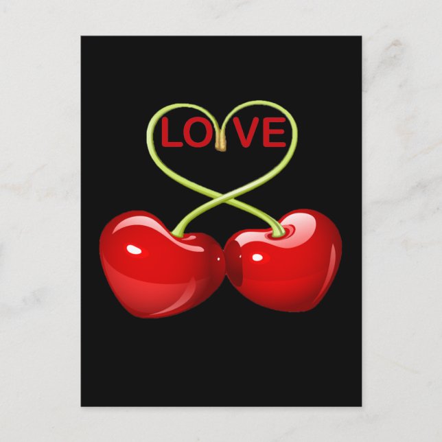 CARTE POSTALE CHERRY LOVE COEURS (Devant)