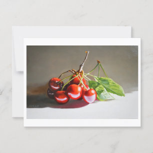 Carte Postale Cherry réaliste vie morte avec art Feuille