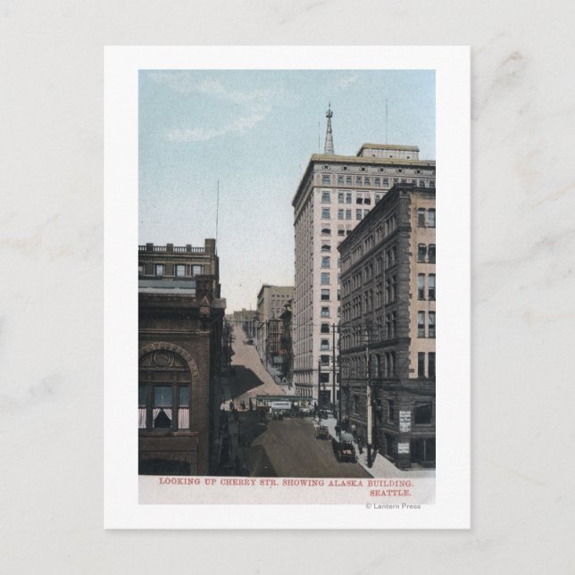 Carte Postale Cherry Street Scène avec Alaska Bldg (Devant)