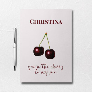 Carte Postale Cherry to My Pie Vintage rose foncé rouge Nom pers
