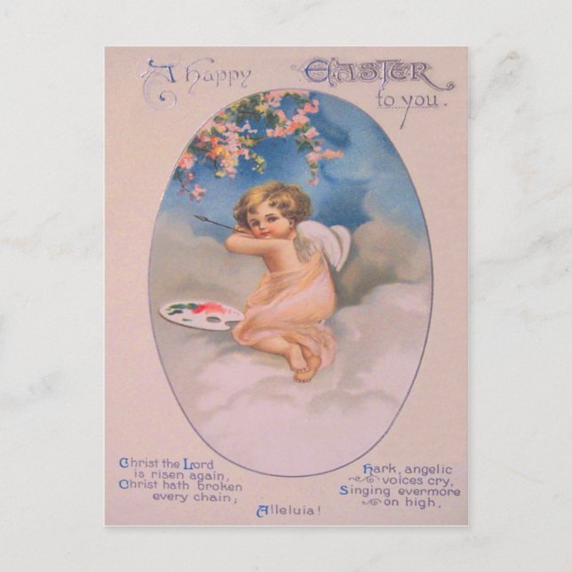 Carte Postale Cherub Angel Cherry Tree Peinture Palette Christia (Devant)