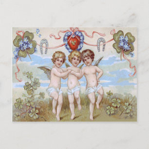 Carte Postale Cherub Angel Horseshoe Shamrock