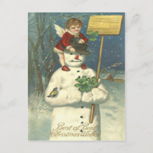 Carte Postale Cherub Snowman Souriant Songbird Shamrock