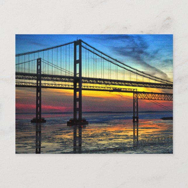 Carte Postale Chesapeake Bay Bridge Icy Sunset Silhouette (Devant)