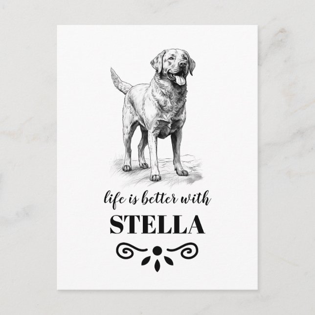 Carte Postale Chesapeake Bay Retriever Nom du chien personnalisé (Devant)