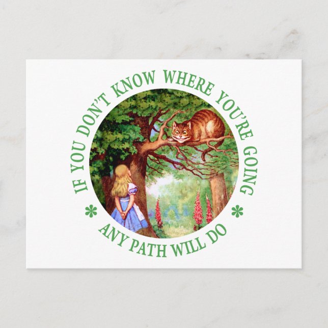 CARTE POSTALE CHESHIRE CAT - N'IMPORTE QUEL CHEMIN FERA (Devant)