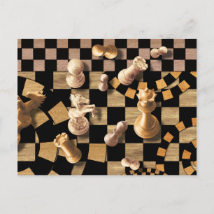 Carte Postale Chess Abstrait Art - textures en bois