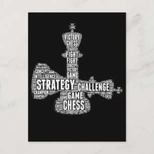 Carte Postale Chess Piece Words Stratégie Défi Jeu du plateau