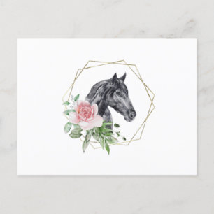 Carte Postale Cheval à fleurs aquarelle