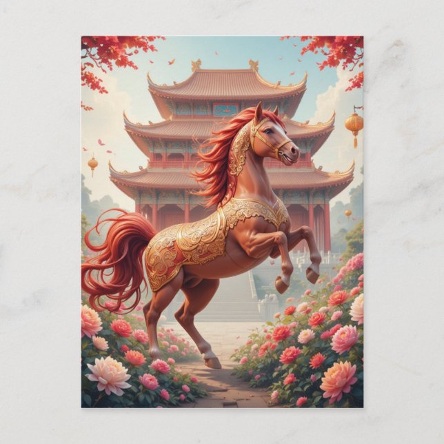 Carte Postale Cheval année de Chine  (Devant)