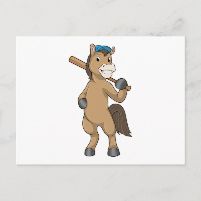 Carte Postale Cheval au baseball avec une batte de baseball (Devant)