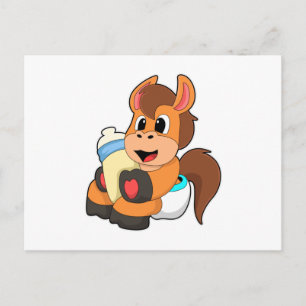 Carte Postale Cheval au biberon