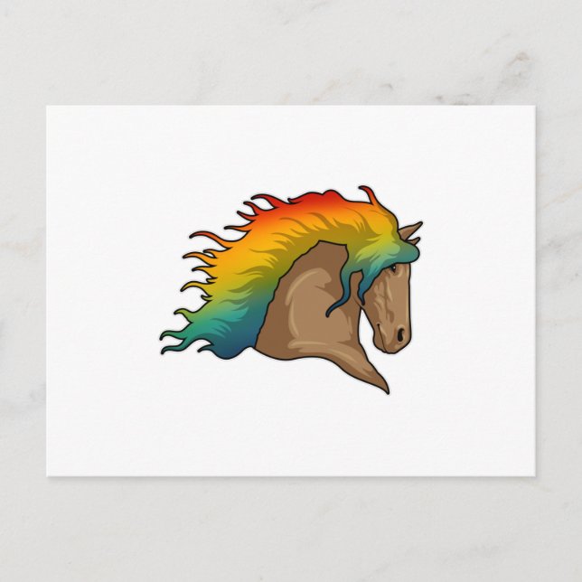 Carte Postale Cheval aux cheveux arc-en-ciel (Devant)
