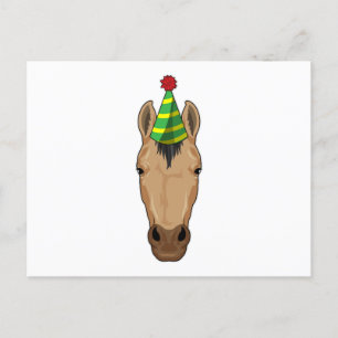 Carte Postale Cheval avec chapeau de fête