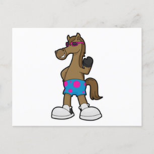 Carte Postale Cheval avec des lunettes de soleil