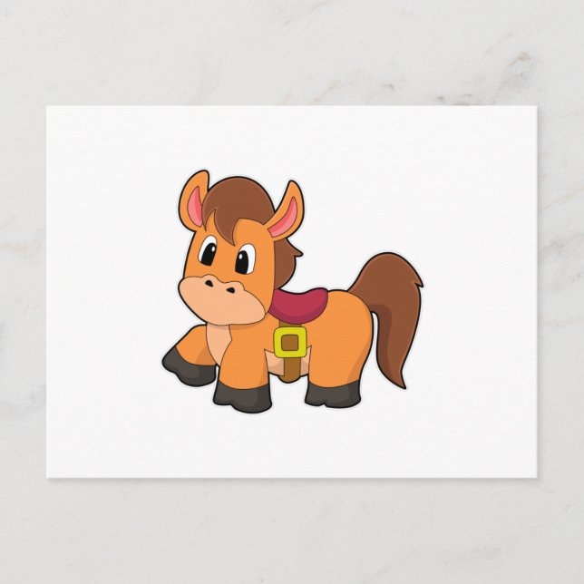 Carte Postale Cheval avec selle (Devant)