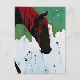 Carte Postale Cheval avec un Mane Rouge