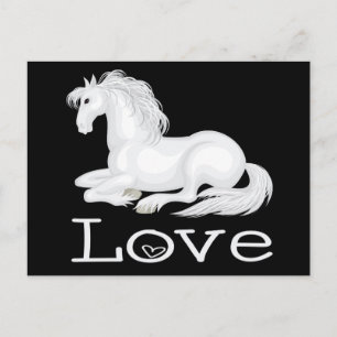 Carte Postale Cheval Blanc Mignon Amour Équitation Poney